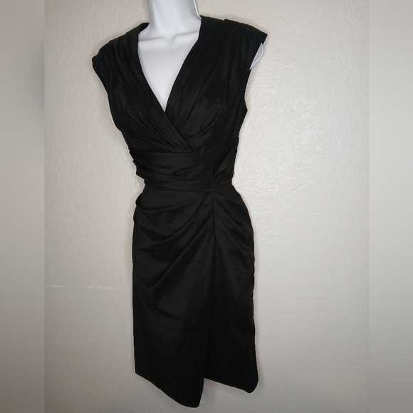 Suzi Chin for Maggy Boutique Asymmetrical Black Cocktail Dress Size 6 - Picture 5 of 9